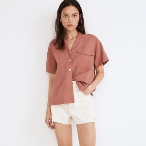 Brand new Madewell Linen-Blend Camp Shirt XXS PINK